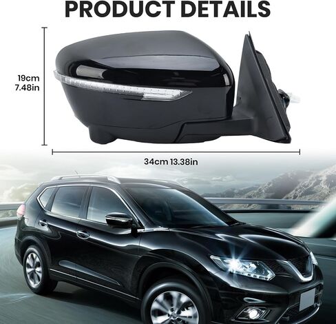 Right Passenger Side Mirror Compatible with Nissan X-trail T32 Rogue 2014-2020 with Heated Power Folding Turn Signal Camera Power Glass (13 Pins) in Saudi Arabia
