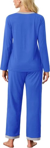 SHIJIALI Women's Pajama Sets 2 Piece Ladies Long Sleeve Lounge Outfits Long Pant Pjs With Pockets in Saudi Arabia