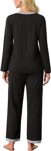 SHIJIALI Women's Pajama Sets 2 Piece Ladies Long Sleeve Lounge Outfits Long Pant Pjs With Pockets in Saudi Arabia