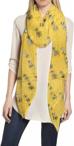 Lina & Lily Dandelion Metallic Foil Women's Scarf Shawl Lightweight in Kuwait