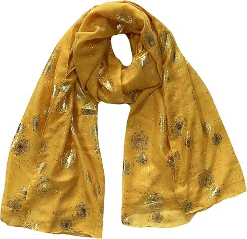 Lina & Lily Dandelion Metallic Foil Women's Scarf Shawl Lightweight in Kuwait