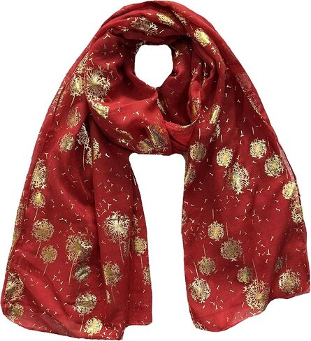 Lina & Lily Dandelion Metallic Foil Women's Scarf Shawl Lightweight in Kuwait