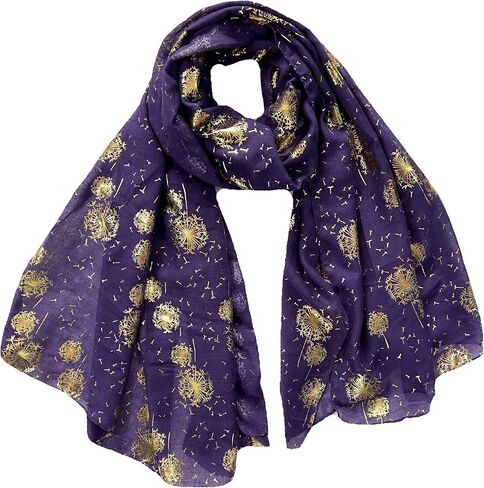 Lina & Lily Dandelion Metallic Foil Women's Scarf Shawl Lightweight in Kuwait
