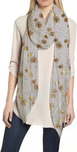 Lina & Lily Dandelion Metallic Foil Women's Scarf Shawl Lightweight in Kuwait