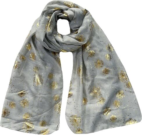 Lina & Lily Dandelion Metallic Foil Women's Scarf Shawl Lightweight in Kuwait