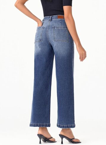 Sidefeel Women's Wide Leg Jeans High Waisted Stretchy Jeans Straight Leg Loose Fit Ankle Denim Pants in Saudi Arabia