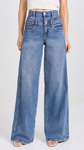 alice + olivia Women's Double Waistband Cool Jeans in Kuwait