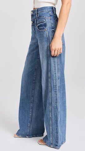 alice + olivia Women's Double Waistband Cool Jeans in Kuwait