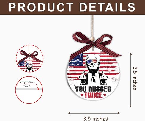Trump Ornament 2024, 3.5" Acrylic President Trump Ornaments, Funny Trump Christmas Ornament, 2024 Christmas Ornaments, Great Gifts for Any Patriot, Christmas Tree Decorations (Trump President) in Saudi Arabia