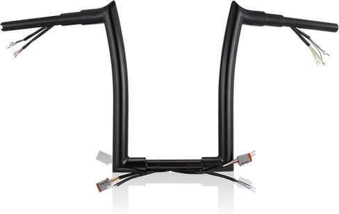 MoKitDora Sportster Dyna Softail Pre-wired Handlebar 14" Rise 1.5" Fat 1" Clamp Ape Hanger Meathook Bars for 1996-2006 Harley XL Road King FLHR (Except Softail Springer), Black in Saudi Arabia