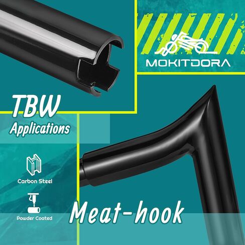 MoKitDora Sportster Dyna Softail Pre-wired Handlebar 14" Rise 1.5" Fat 1" Clamp Ape Hanger Meathook Bars for 1996-2006 Harley XL Road King FLHR (Except Softail Springer), Black in Saudi Arabia
