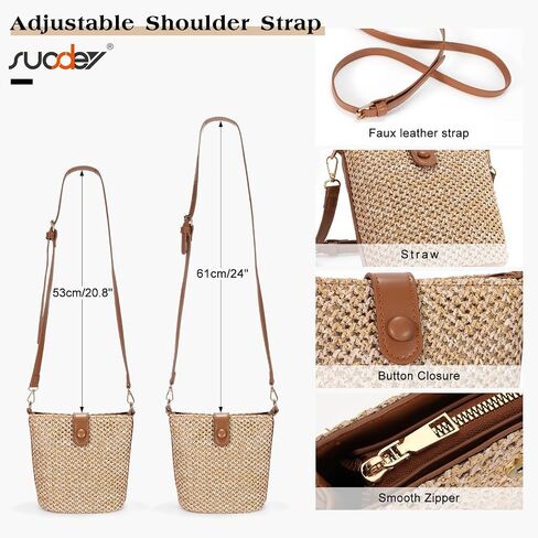 SUOSDEY Staw Crossbody Bag for Women Straw Beach Tote Bag Handbag Shoulder Purse for Women in Saudi Arabia