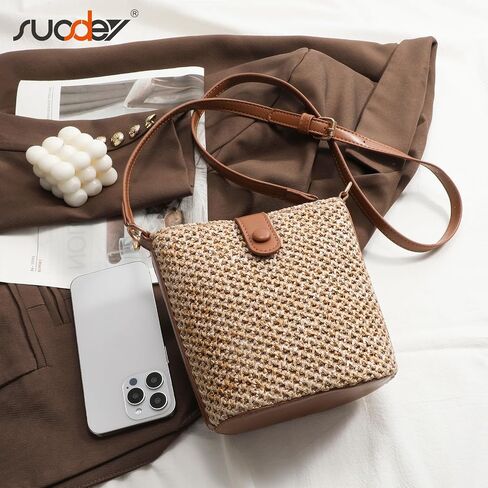SUOSDEY Staw Crossbody Bag for Women Straw Beach Tote Bag Handbag Shoulder Purse for Women in Saudi Arabia