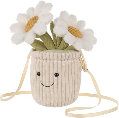 المشمش لامب بوعاء ديزي زهرة النبات حقيبة الكتف crossbody محفظة أفخم للبالغين والفتيات في سن المراهقة الأولاد، حقيبة كتف الحيوانات المحشوة، وحقائب اليد الأزياء للأطفال والكبار، 10.7 بوصة in Kuwait