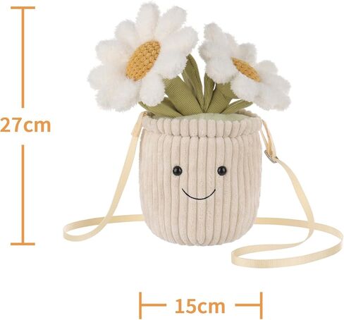 المشمش لامب بوعاء ديزي زهرة النبات حقيبة الكتف crossbody محفظة أفخم للبالغين والفتيات في سن المراهقة الأولاد، حقيبة كتف الحيوانات المحشوة، وحقائب اليد الأزياء للأطفال والكبار، 10.7 بوصة in Kuwait
