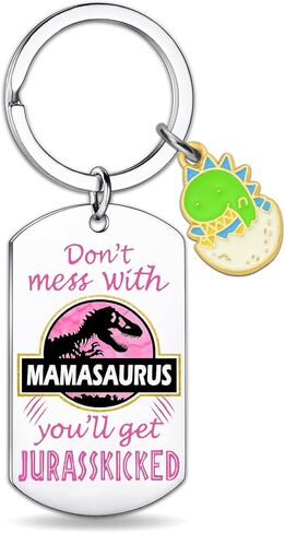 أمي تخزين المواد هدايا عيد الأم أفكار للأم من ابنة أفضل الأمهات على الإطلاق هدية فريدة من نوعها هدية عيد ميلاد المرأة مضحك الوردي Mamasaurus لطيف سلسلة المفاتيح لعيد الشكر عيد الأم in Kuwait