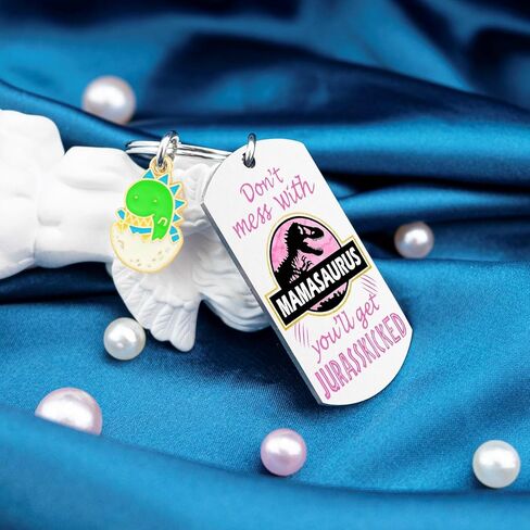 أمي تخزين المواد هدايا عيد الأم أفكار للأم من ابنة أفضل الأمهات على الإطلاق هدية فريدة من نوعها هدية عيد ميلاد المرأة مضحك الوردي Mamasaurus لطيف سلسلة المفاتيح لعيد الشكر عيد الأم in Kuwait