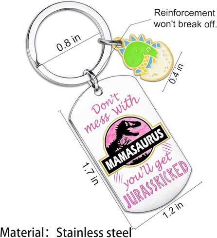 أمي تخزين المواد هدايا عيد الأم أفكار للأم من ابنة أفضل الأمهات على الإطلاق هدية فريدة من نوعها هدية عيد ميلاد المرأة مضحك الوردي Mamasaurus لطيف سلسلة المفاتيح لعيد الشكر عيد الأم in Kuwait