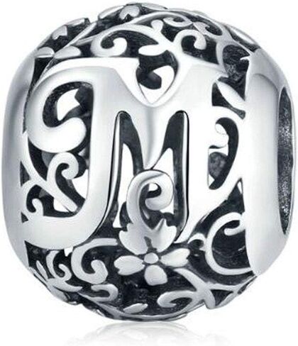 Alphabet Initial Charm Bead 925 Sterling Silver Letter A K M S Charm Letter Charms for Bracelets in Kuwait
