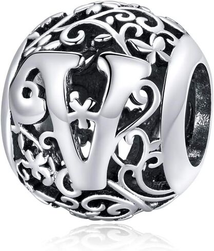 Alphabet Initial Charm Bead 925 Sterling Silver Letter A K M S Charm Letter Charms for Bracelets in Kuwait