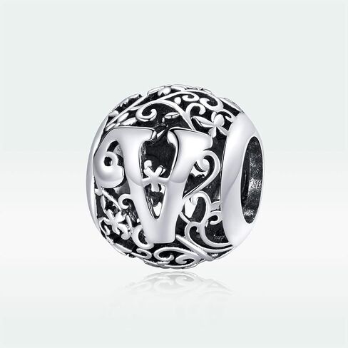 Alphabet Initial Charm Bead 925 Sterling Silver Letter A K M S Charm Letter Charms for Bracelets in Kuwait