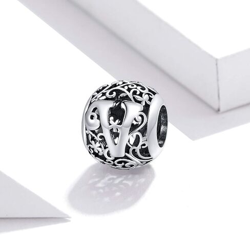 Alphabet Initial Charm Bead 925 Sterling Silver Letter A K M S Charm Letter Charms for Bracelets in Kuwait