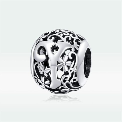 Alphabet Initial Charm Bead 925 Sterling Silver Letter A K M S Charm Letter Charms for Bracelets in Kuwait