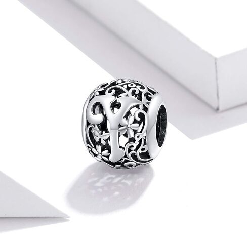 Alphabet Initial Charm Bead 925 Sterling Silver Letter A K M S Charm Letter Charms for Bracelets in Kuwait