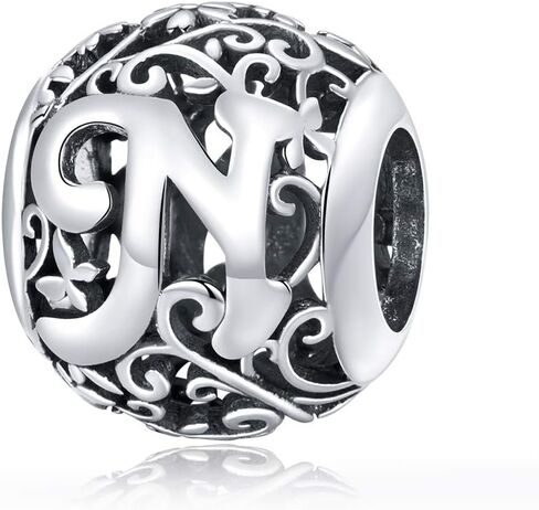 Alphabet Initial Charm Bead 925 Sterling Silver Letter A K M S Charm Letter Charms for Bracelets in Kuwait