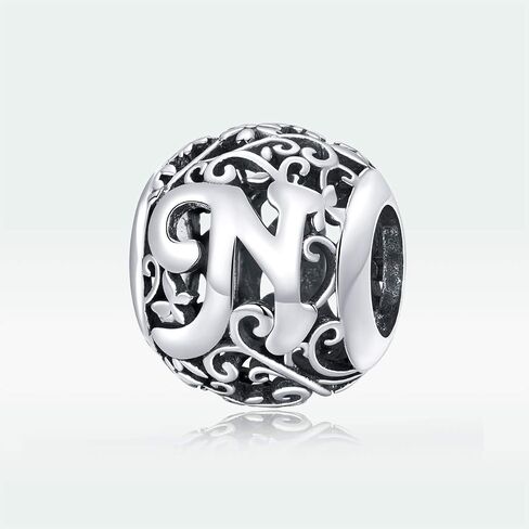 Alphabet Initial Charm Bead 925 Sterling Silver Letter A K M S Charm Letter Charms for Bracelets in Kuwait