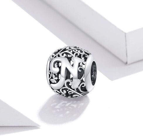 Alphabet Initial Charm Bead 925 Sterling Silver Letter A K M S Charm Letter Charms for Bracelets in Kuwait