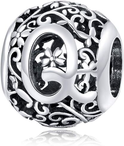 Alphabet Initial Charm Bead 925 Sterling Silver Letter A K M S Charm Letter Charms for Bracelets in Kuwait