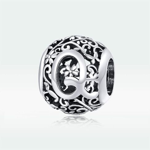 Alphabet Initial Charm Bead 925 Sterling Silver Letter A K M S Charm Letter Charms for Bracelets in Kuwait