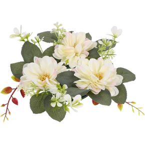 Floral Wreath for Pillar Candles Artificial Candle Decor Spring Wedding Centerpiece for Home Parties and Special Occasions