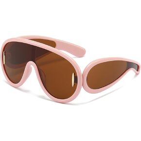 Trendy Wave Mask Sunglasses for Women Men Oversized Shield Sun Glasses Fashion Designer Style