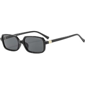 HYLLE Retro Rectangle Trendy Sunglasses for Women Vintage Small 90s Fashion Funny Style Square Sunnies