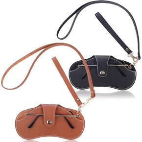 2 Pcs Leather Sunglasses Bag Glasses Storage Case Portable Eyeglass Case for Travel, Eyeglasses Pouch Bag Fashion Eyewear Case Holder for Daily Use Office Travel