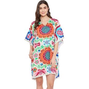 Oussum Women Short Caftan Tunic Top Polyester Kaftan Dress Plus Size for Beach