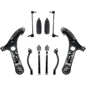 10 PCS Suspension Kit Front Lower Control Arm and Ball Joints Sway Bar Link Tie Rod Bellows Compatible With 2012-2017 Hyundai Veloster Elantra GT