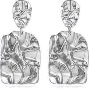 Matte Gold Silver Large Clip On Earrings for Women Statement Earrings