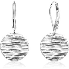 Sterling Silver Disc Dangle Earrings for Women Gold and Silver Circle Coin Geometric Flat Hammered Drop Earrings Hypoallergenic Leverback Earrings for Jewelry Gifts