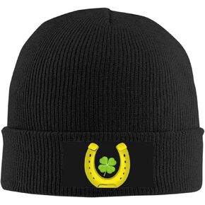 St Patrick's Day Hats for Women Men, Clover Leaf Beanies Casual Knit Hat, Cute Shamrocks Soft Warm Winter Hat