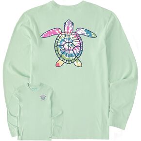 الحياة جيدة. تي شيرت نسائي من LIG Turtle Shell Tie Dye LS Crusher-Lite، أخضر داكن، X-Large in Kuwait