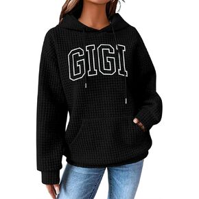 UNIQUEONE Grandma Sweatshirt Women Hoodies: Gigi Sweatshirts For Grandma Nana Life Waffle Drawstring Hooded With Pocket