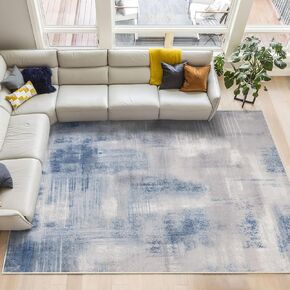 Washable Rug 5x7, Coastal Jellyfish Navy Blue Rug, Soft Low Pile Non-Slip Modern Contemporary Area Rugs for Living Room, Bedroom, Dining Room, Christmas Xmas Gift