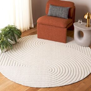 SAFAVIEH Southampton Collection Area Rug - 6' Round, Ivory, Handmade Wool Blend, Ideal for The Living Room, Dining, Bedroom (SHA301A)