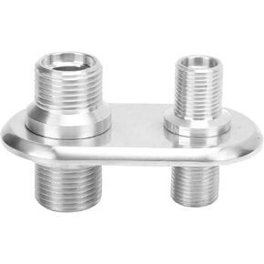 A/C Bulkhead, A/C Bulkhead, Car 2?Port Air Conditioner Bulkhead,Universal Ac Line Port Connector Modification Fit For Hot Rod(Silver)
