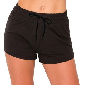 ALWAYS Women's Lounge Drawstring Shorts - Premium Soft Stretch Casual Running Workout Sweat Shorts Black S