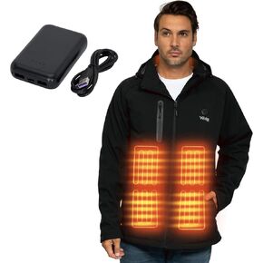 WESTON Men’s Heated Coat, 4 Heating Zones, 7.4V, 4800 mAH Rechargeable Battery, 3 Adjustable Heat Levels