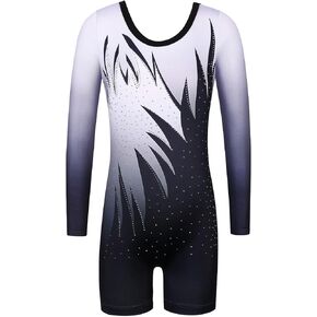 BAOHULU Gymnastics Leotards for Toddler Girls Long Sleeve Sparkle Stripes Tank Biketards Dance Unitards